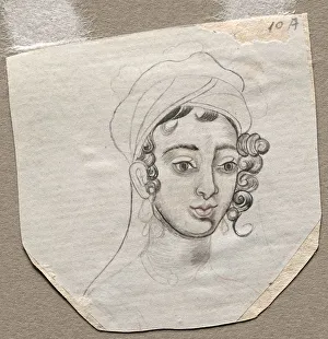 Company School Prints: Head of a Young Man, early 1800s. Creator: Unknown