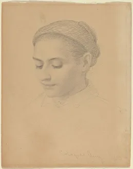 Johnson Eastman Prints: Head of a Young Woman, 1850. Creator: Eastman Johnson
