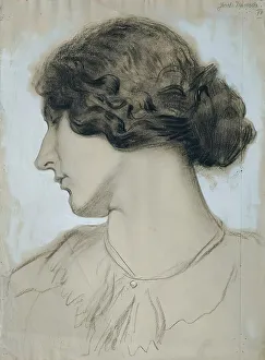 Leaning Back Prints: Head of a young woman in profile, 1918. Creator: Josef Wawra