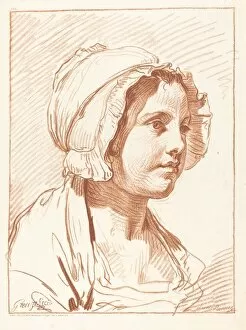 Bonnet Louis Marin Gallery: Head of a Young Woman Wearing a Cap, before 1764. Creator: Louis Marin Bonnet