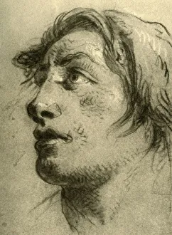 Young Prints: Head of a Youth, almost in profile and looking up, mid 18th century, (1928). Artist