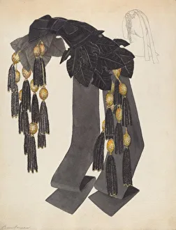 Tassels Prints: Headdress, c. 1937. Creator: Bessie Forman