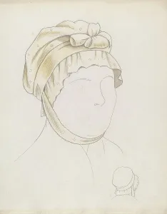 Womans Prints: Headdress, c. 1937. Creator: Eva Noe