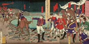 Headquarters Prints: Headquarters at Sentoguchi, Kumamoto, 1877. Creator: Tsukioka Yoshitoshi
