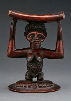 Congo Prints: Headrest with female figure, late 19th century. Creator: Unknown