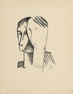 Orava Gallery Prints: Two heads, 1928-1929. Creator: Mikulas Galanda