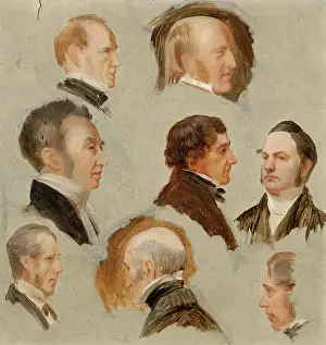 Oil On Board Prints: Heads of Aberdeen Personalities, 1850-1870. Creator: James William Giles