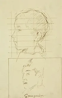 Heads of a Boy and a Man (Self-Portrait?) [verso], 1884-1888. Creator: Paul Gauguin