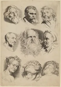 Paul Ponce Prints: Nine Heads. Creator: Paulus Pontius