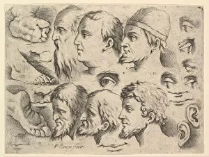 Veneziano Battista Franco Gallery: Six Heads, Three Feet, Two Ears, Six Eyes, Four Lips. Creator: Unknown