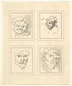 Four Heads (from Characaturas by Leonardo da Vinci, from Drawings by Wincelslaus Hollar