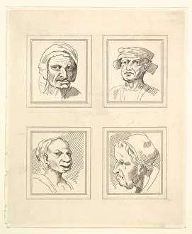 Four Heads (from Characaturas by Leonardo da Vinci, from Drawings by Wincelslaus Hollar
