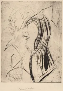 Die Brucke Prints: Heads of Two Girls, 1919. Creator: Ernst Kirchner