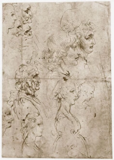 Heads of Girls, Young and Old Men, 1478-1480. Artist: Leonardo da Vinci