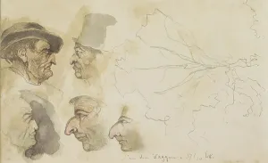 Profiles Prints: Heads of men with hooked noses, 1868. Creator: Johannes Tavenraat