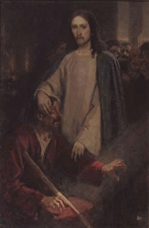 The Healing of the Blind Man of Jericho. Artist: Surikov, Vasili Ivanovich (1848-1916)