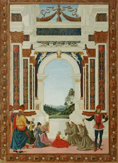 Saint Bernard Prints: The Healing Wonder of Saint Bernard, c. 1473. Artist: Perugino (ca. 1450-1523)