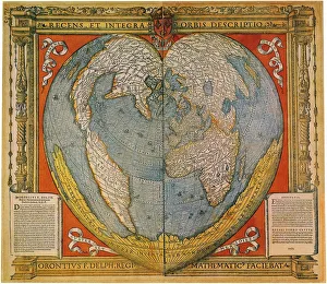 Heart Shaped World Map. Artist: Fine, Oronce (1494-1555)