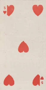 Five Hearts (red), from the Playing Cards series (N84) for Duke brand cigarettes, 1888