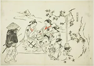 Heating Prints: Heating Sake with Maple Leaves (Kanzake momijigari)
