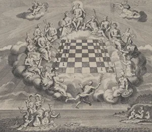 Heaven Prints: Heavenly Scene with the Gods of Olympus Surrounding a Chess Board