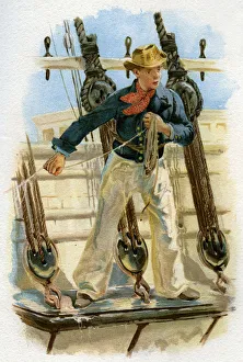 Chas Rathbone Low Collection: Heaving the lead, 18th century (c1890-c1893)