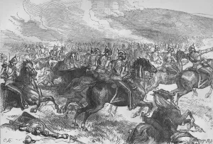 The Heavy Cavalry Charge at Balaclava, c1880. Artist: C. R