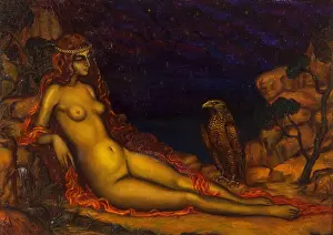 Kalmakoff Prints: Hebe and the Eagle of Jupiter, 1926. Creator: Nikolay Kalmakov