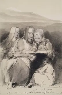 Hebrew Prints: Hebrew Women Reading The Scriptures At Jerusalem, 1841. Creator: Joseph Nash