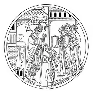 Images Dated 23rd May 2006: Hedda of Winchester consecrates St Guthlac, late 12th century, (1843).Artist: Henry Shaw