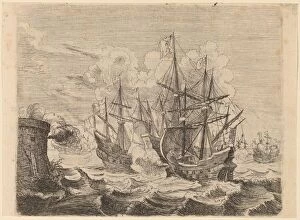 Heemskerck's Victory Over the Spanish Fleet at Gibraltar, 1634. Creator: Willem Basse