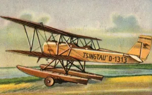 Euge Prints: Heinkel HD 24 W Tsingtau seaplane, 1920s, (1932). Creator: Unknown