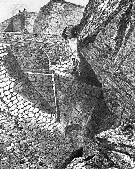 Schliemann Collection: Heinrich Schliemanns excavation at Troy. (From: Gods, Graves, and Scholars by C. W. Ceram)