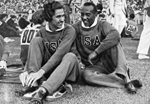 Cheerful Gallery: Helen Stephens and Jesse Owens, American athletes, Berlin Olympics, 1936