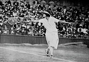 Helen Wills playing her first Wimbledon final against Kathleen McKane, 1924. Artist: Tropical Press Helen Wills playing her first Wimbledon final against Kathleen McKane, 1924. Artist: Tropical Press