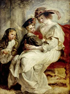 E Du Louvre Prints: Helena Fourment with Two of Her Children, ca 1636. Creator: Rubens