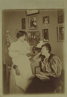 Helene Nesnakomoff and Marianne von Werefkin in a studio, c1900. Creator: Anonymous