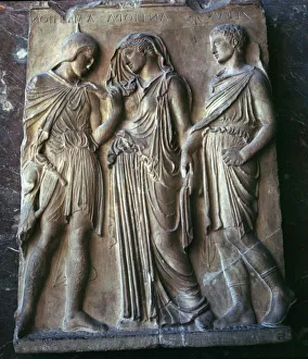 Hellenistic Greek relief of Orpheus and Eurydice, 4th century BC Hellenistic Greek relief of Orpheus and Eurydice, 4th century BC