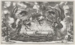 Kusel Mathaus Prints: The hellmouth, set design from Il Pomo D'Oro, 1668. Creator: Mathaus Küsel