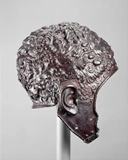 Oak Leaves Prints: Helmet all Antica, Italian, Milan, ca. 1532-35. Creator: Filippo Negroli