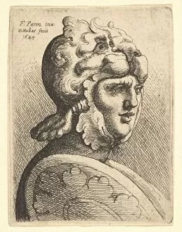 Helmeted Head, 1645. Creator: Wenceslaus Hollar
