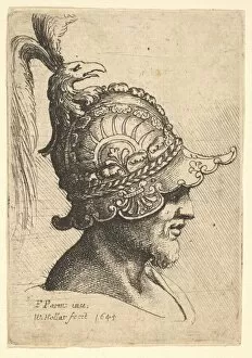 Helmeted Head wtih Birds Head Crest, 1645. Creator: Wenceslaus Hollar