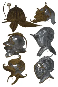 Franz Kellerhoven Prints: Helmets from the Armeria Real, Madrid, (1870). Artist: Franz Kellerhoven