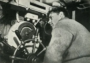 Helmsman Prints: Helmsman of a British submarine, World War II, 1945. Creator: Unknown