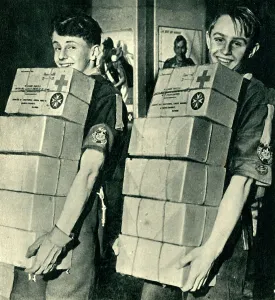 Scout Prints: Helping the Prisoners of War Parcels Scheme, 1944. Creator: Unknown