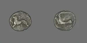 Drachma Prints: Hemidrachm (Coin) Depicting a Chimera, 400-300 BCE. Creator: Unknown