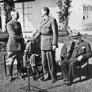 Benjamin Tucker Collection: Henri Giraud and de Gaulle during the Casablanca Conference, January, 1943, (1945)