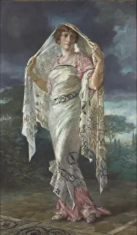 Tempera On Canvas Prints: Henriette dressed as a Pompeian, 1935. Creator: Fortuny y Madrazo, Mariano (1871-1949)