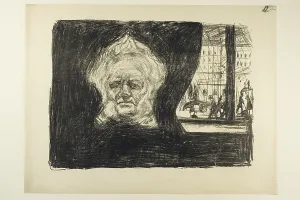 Routine Prints: Henrik Ibsen at the Grand Café, 1902. Creator: Edvard Munch