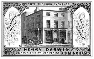 Advert Collection: Henry Darwin tailors shop, Birmingham, 19th century.Artist: T Underwood